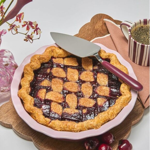 NIB Noon & Moon Pie Server in Cherry Lacquer - Picture 3 of 8